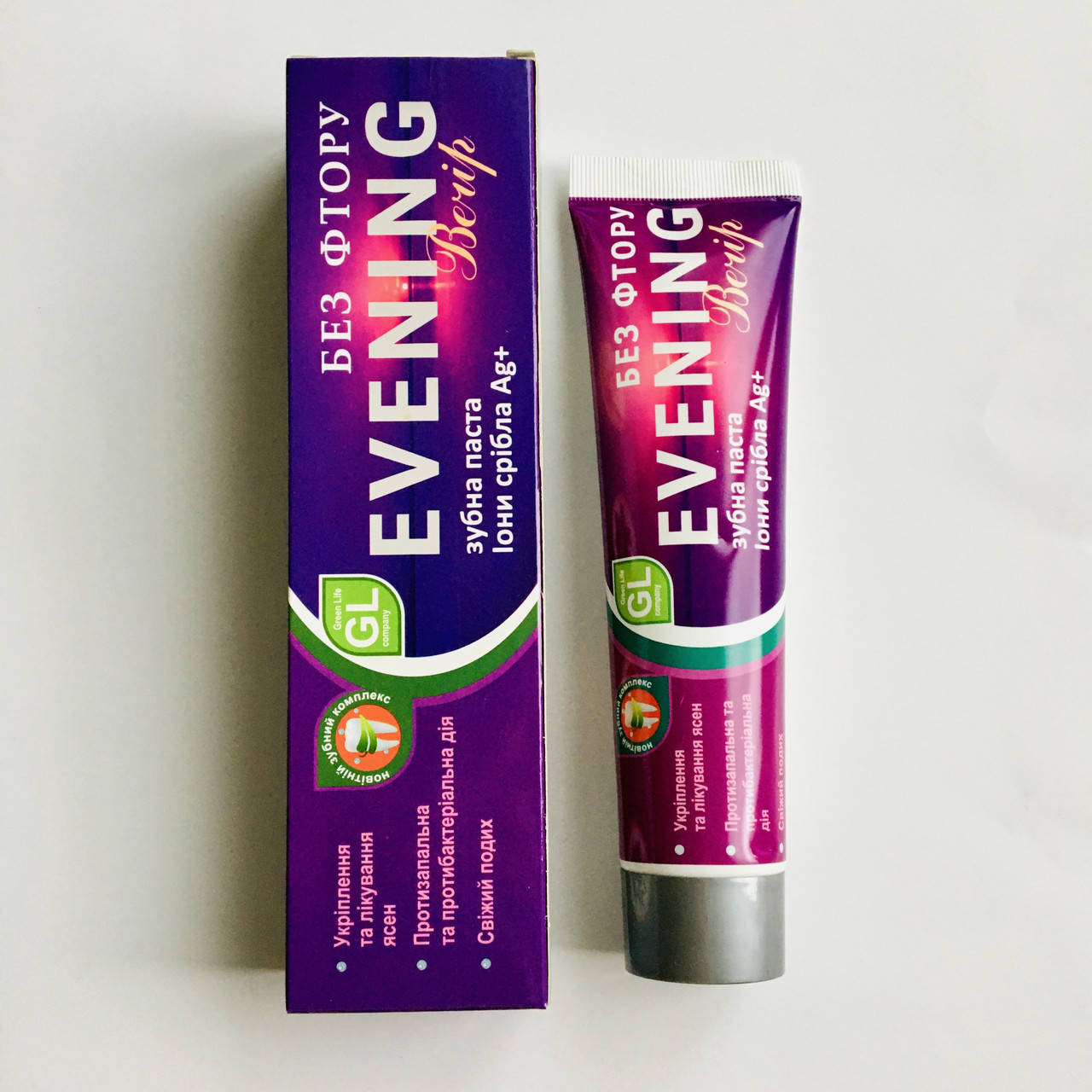 Зубная паста "Evening / Вечір" с Ионами серебра Green Life / Имидж
Зубная паста "Evening / Вечір" с Ионами серебра Green Life / Имидж