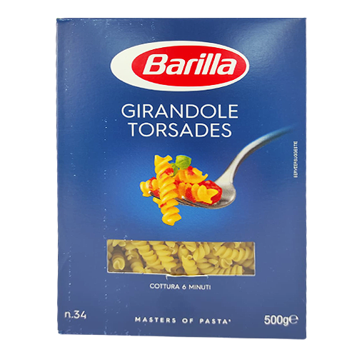 Макарони Барілла №34 Шнеки Barilla Girandole Torsades 500g 12шт/ящ (Код : 00-00003590)
Макарони Барілла №34 Шнеки Barilla Girandole Torsades 500g 12шт/ящ (Код : 00-00003590)