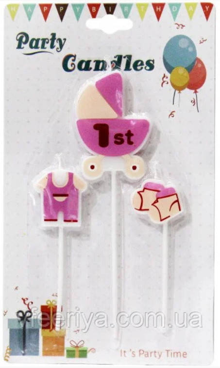 Свечи для торта "Коляска розовая" 
Свечи для торта "Коляска розовая"