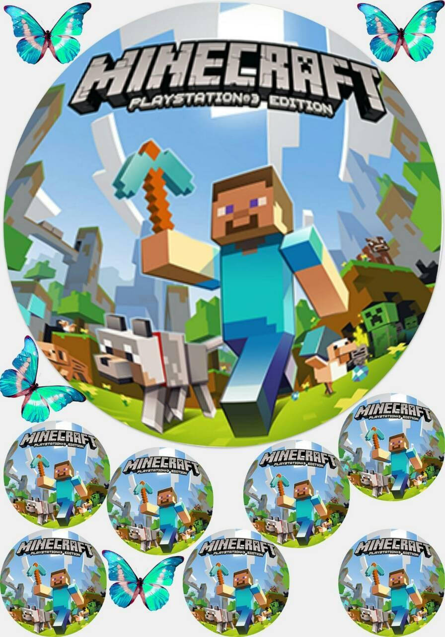 Вафельная картинка на торт "Майнкрафт" / Minecraft (лист А4)- На круглый торт "пеший", - 1 круглая и 11 мал.
Вафельная картинка на торт "Майнкрафт" / Minecraft (лист А4)- На круглый торт "пеший", - 1 круглая и 11 мал.