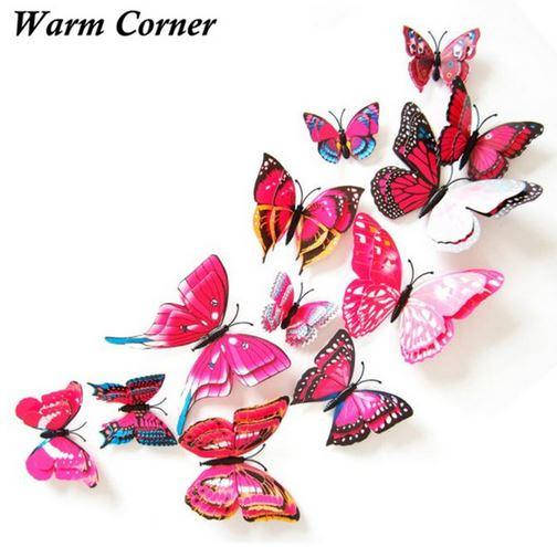 Бабочки 5D для декора двойные 12 шт., малиновые 
Бабочки 5D для декора двойные 12 шт., малиновые