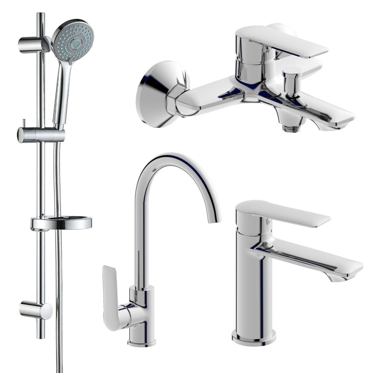 KIT 30093 набор смесителей (4 в 1), смеситель для умывальника, смеситель для ванны, душевой гарнитур,, Серый
KIT 30093 набор смесителей (4 в 1), смеситель для умывальника, смеситель для ванны, душевой гарнитур,, Серый