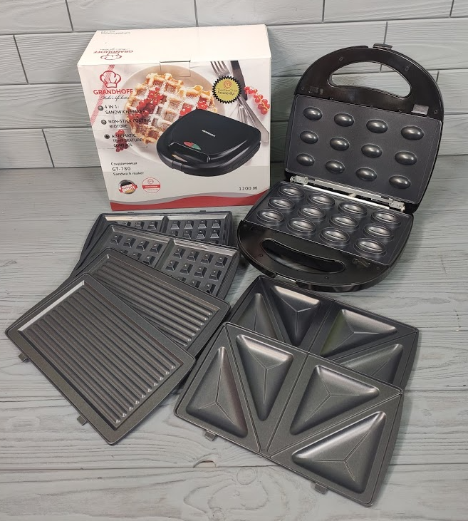 Гриль, сендвичница, вафельница, орешница Grand Hoff GT 780 4 в 1
Гриль, сендвичница, вафельница, орешница Grand Hoff GT 780 4 в 1