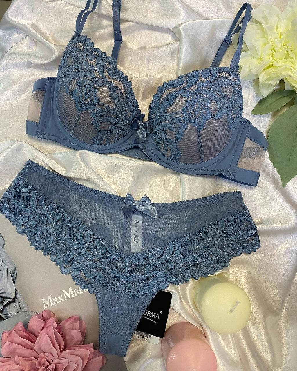 Комплект женского нижнего белья Acousma 6464 голубой
Комплект женского нижнего белья Acousma 6464 голубой