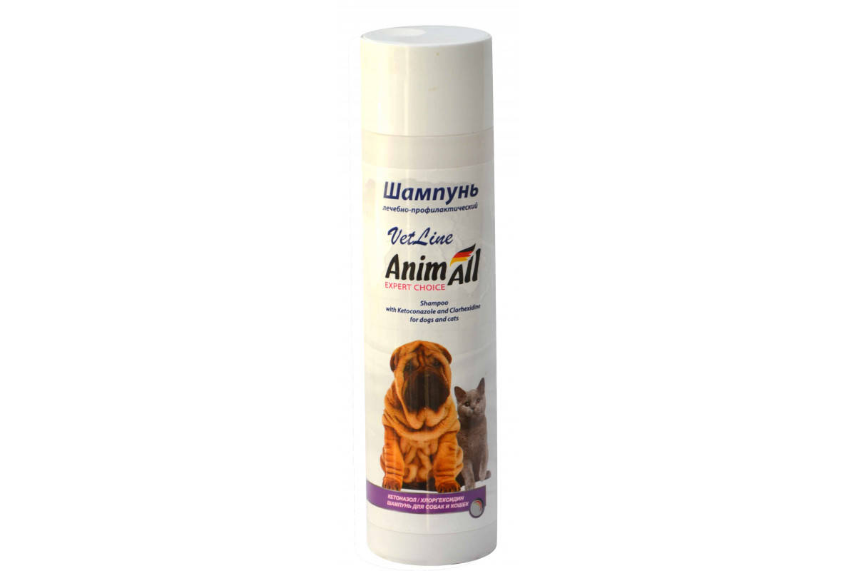 AnimAll VetLine Шампунь лечебный для кошек и собак с хлоргексидином и кетоконазолом - 250 мл
AnimAll VetLine Шампунь лечебный для кошек и собак с хлоргексидином и кетоконазолом - 250 мл