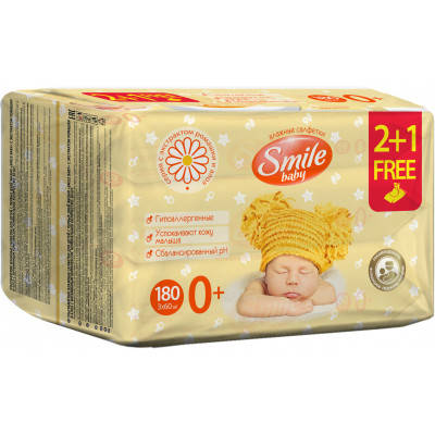 Детские влажные салфетки Smile baby с ромашкой, алоэ и витамином. комплексом 3 x 60 шт (42113803)
Детские влажные салфетки Smile baby с ромашкой, алоэ и витамином. комплексом 3 x 60 шт (42113803)
