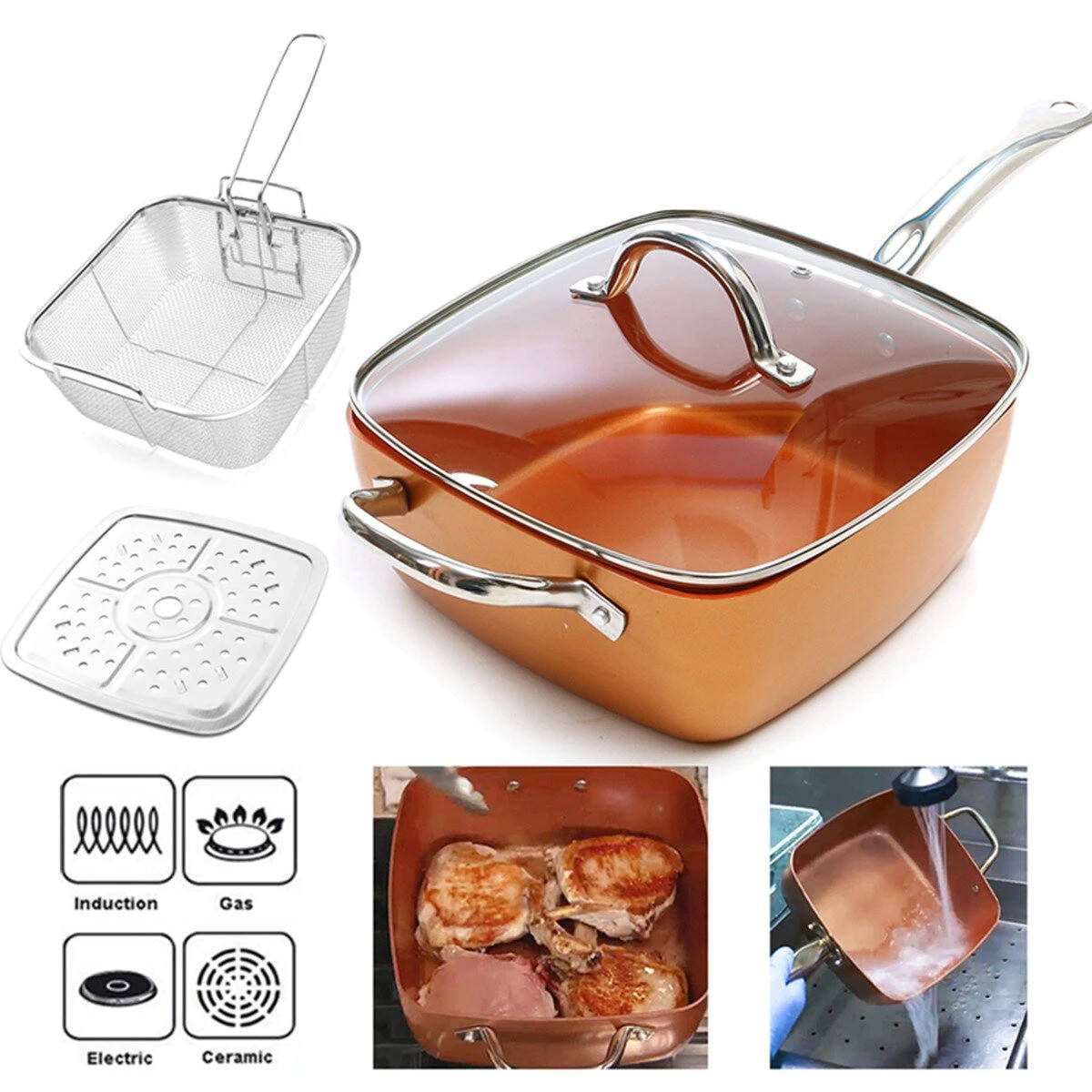 Кухонная сковорода пароварка сотейник фритюрница 3в1 Cook Master глубокая с керамическим покрытием
Кухонная сковорода пароварка сотейник фритюрница 3в1 Cook Master глубокая с керамическим покрытием