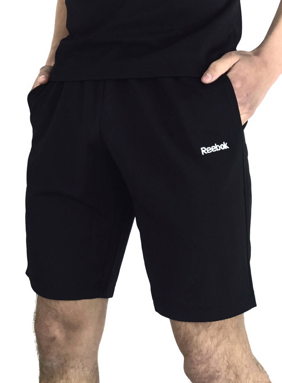 Летние мужские спортивные черные шорты Reebok, Черный
Летние мужские спортивные черные шорты Reebok, Черный