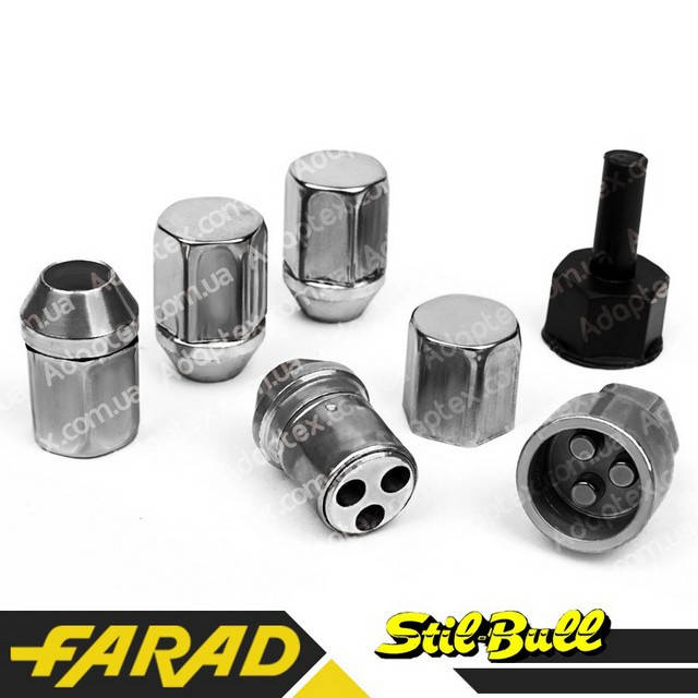 Комплект гаек (секретки) Farad Stil Bull Конус (М12х1.5х34 Nex 19) Вращающееся кольцо/Блистер
Комплект гаек (секретки) Farad Stil Bull Конус (М12х1.5х34 Nex 19) Вращающееся кольцо/Блистер