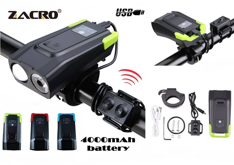 Велосипедный фонарь ZACRO 800LM, Пульт и Клаксон, Аккумулятор 4000mAh, Дальний и Ближний свет
Велосипедный фонарь ZACRO 800LM, Пульт и Клаксон, Аккумулятор 4000mAh, Дальний и Ближний свет