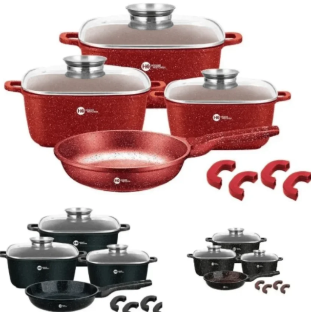 Набор кухонной посуды Higher Kitchen HK-312 с антипригарным гранитным покрытием Красный., Разные цвета
Набор кухонной посуды Higher Kitchen HK-312 с антипригарным гранитным покрытием Красный., Разные цвета