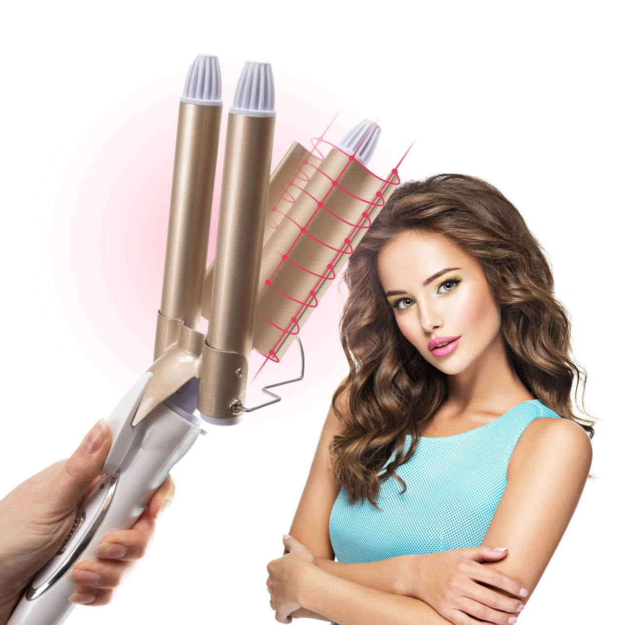 Плойка тройные волны укладка голливудские волны керамическое покрытие 25 мм MASHELE Rozia (Белая) 617170140722 
Плойка тройные волны укладка голливудские волны керамическое покрытие 25 мм MASHELE Rozia (Белая) 617170140722