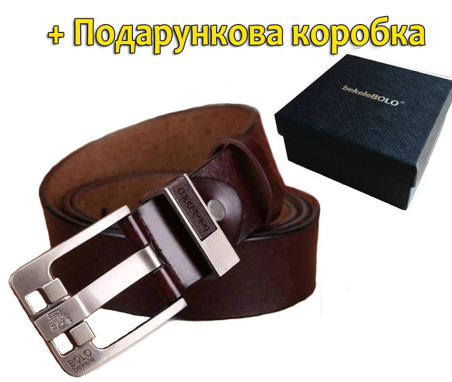 Коричневий шкіряний ремінь 125 см Bolo Bekele чоловічий пояс у подарунковій коробці BL-002, Коричневый
Коричневий шкіряний ремінь 125 см Bolo Bekele чоловічий пояс у подарунковій коробці BL-002, Коричневый