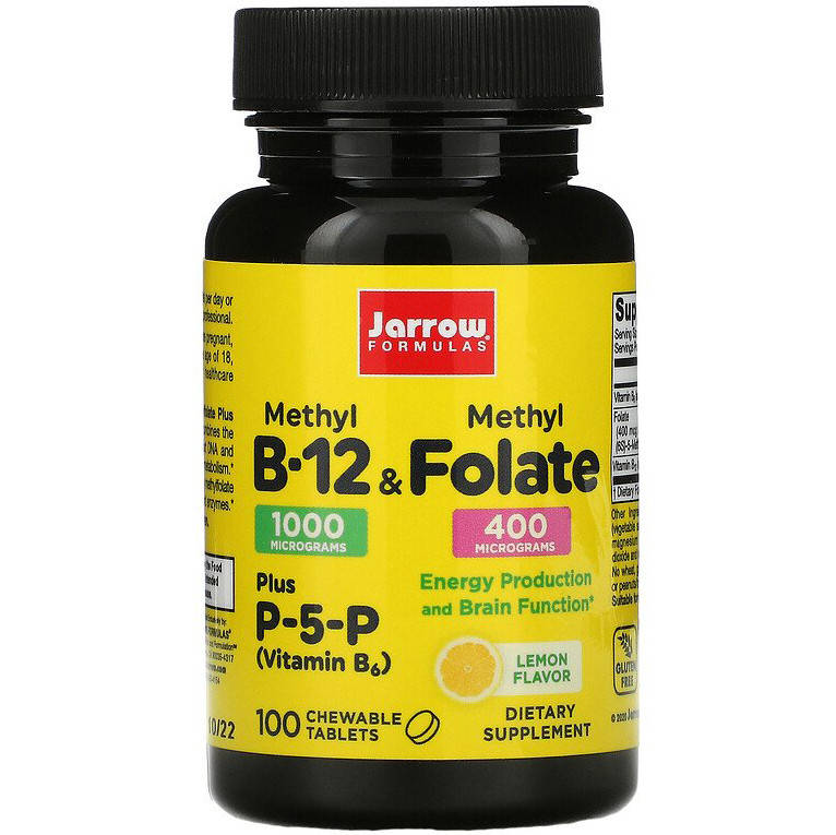Метил B12 и метилфолат Jarrow Formulas "Methyl B12 & Methyl Folate" лимонный вкус (100 жевательных таблеток)
Метил B12 и метилфолат Jarrow Formulas "Methyl B12 & Methyl Folate" лимонный вкус (100 жевательных таблеток)