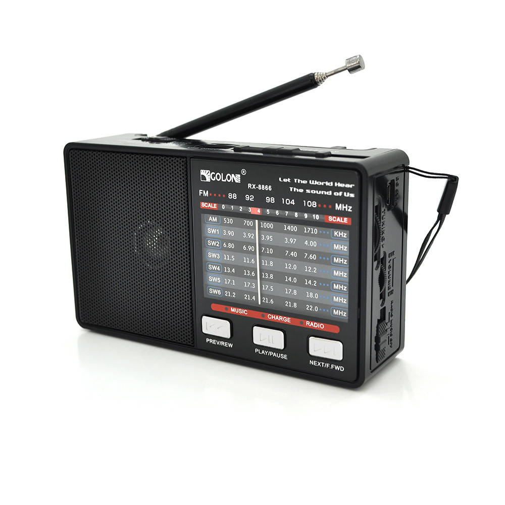 Радиоприемник GOLON RX8866, LED, 3W, FM радио, Входы microSD, USB, AUX, корпус пластмасс, Black, BOX
Радиоприемник GOLON RX8866, LED, 3W, FM радио, Входы microSD, USB, AUX, корпус пластмасс, Black, BOX