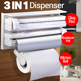 Кухонный диспенсер для пленки и фольги Kitchen Roll Triple Paper dispenser, держатель для полотенец,органайзер, Белый
Кухонный диспенсер для пленки и фольги Kitchen Roll Triple Paper dispenser, держатель для полотенец,органайзер, Белый