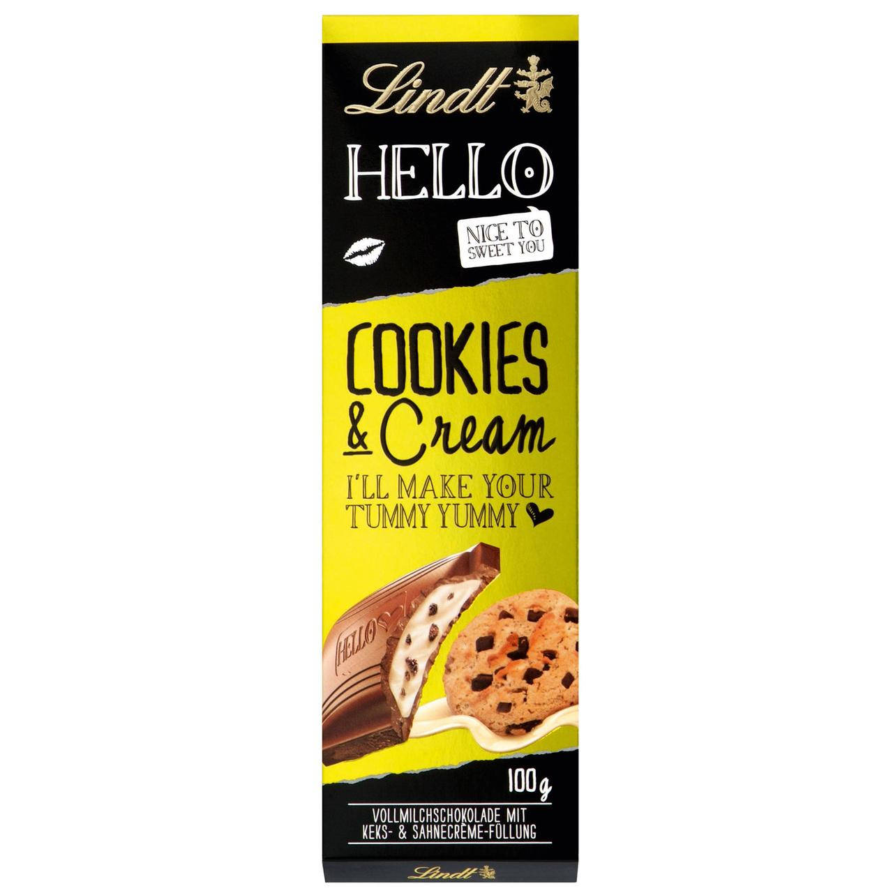 Шоколад Lindt Hello Milk Chocolate Cookies Cream 100 g 
Шоколад Lindt Hello Milk Chocolate Cookies Cream 100 g