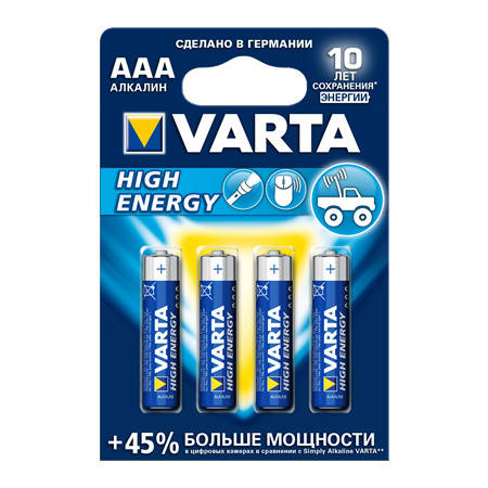 Батарейка VARTA LR03 4903 AAA High Energy blist 4
Батарейка VARTA LR03 4903 AAA High Energy blist 4