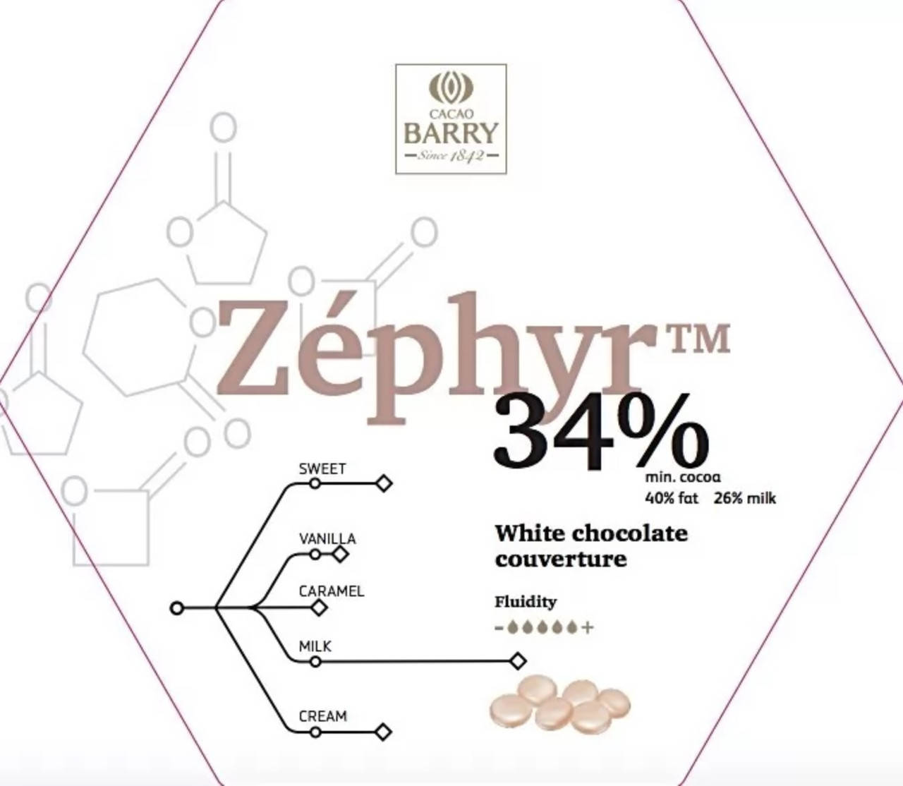 Cacao barry Zephyr (Зефир) 34% натуральный белый шоколад (кувертюр) 100 грамм (Бельгия)
Cacao barry Zephyr (Зефир) 34% натуральный белый шоколад (кувертюр) 100 грамм (Бельгия)