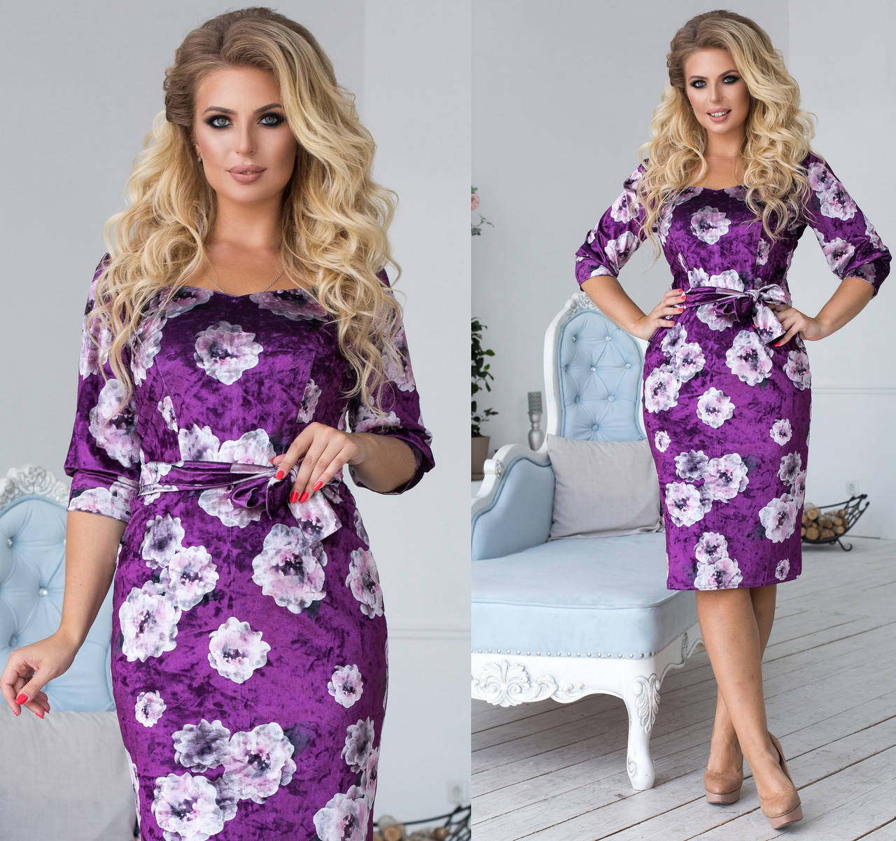 Велюровое платье в цветок 
Велюровое платье в цветок