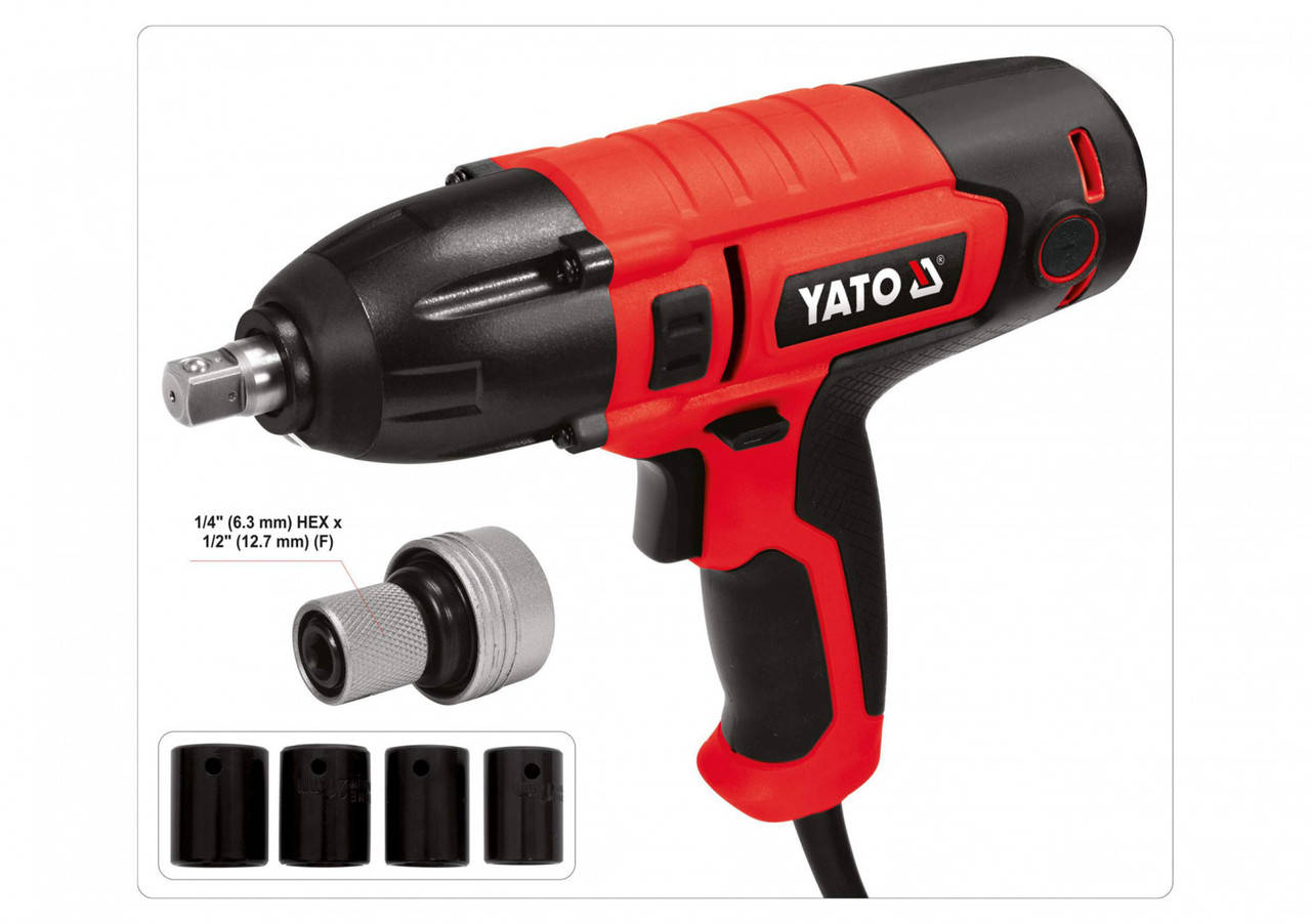 Гайковерт ударний мережевий YATO: 1/4" HEX x 1/2" F, 450 Вт, 450 Нм, 3300 об/хв + 4 головки і кейс YT-82020
Гайковерт ударний мережевий YATO: 1/4" HEX x 1/2" F, 450 Вт, 450 Нм, 3300 об/хв + 4 головки і кейс YT-82020