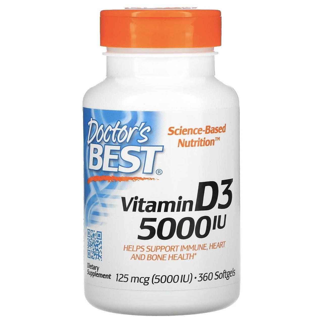 Doctor's Best Vitamin D3 125 mcg (5000 IU) 360 Softgels 
Doctor's Best Vitamin D3 125 mcg (5000 IU) 360 Softgels