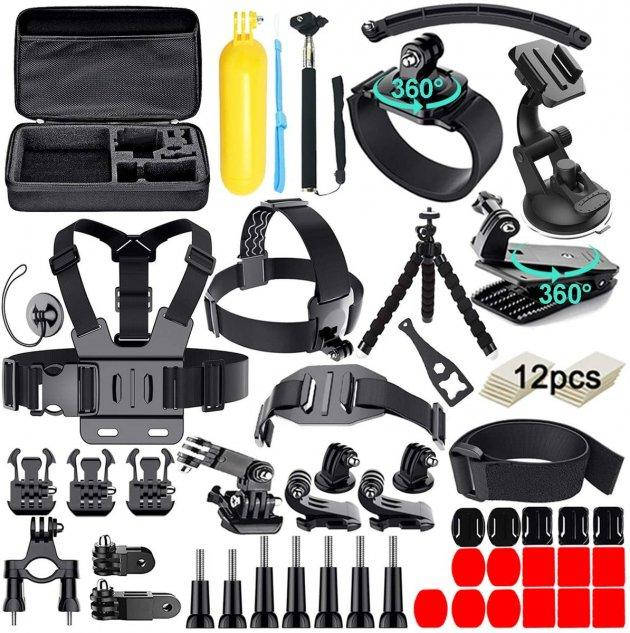 Набор Аксессуаров и креплений для Экшн-камеры 55 в 1 GoPro Hero 10 9 8 7 6 5 4 Black Insta 360 Xiaomi Yi, Черный
Набор Аксессуаров и креплений для Экшн-камеры 55 в 1 GoPro Hero 10 9 8 7 6 5 4 Black Insta 360 Xiaomi Yi, Черный