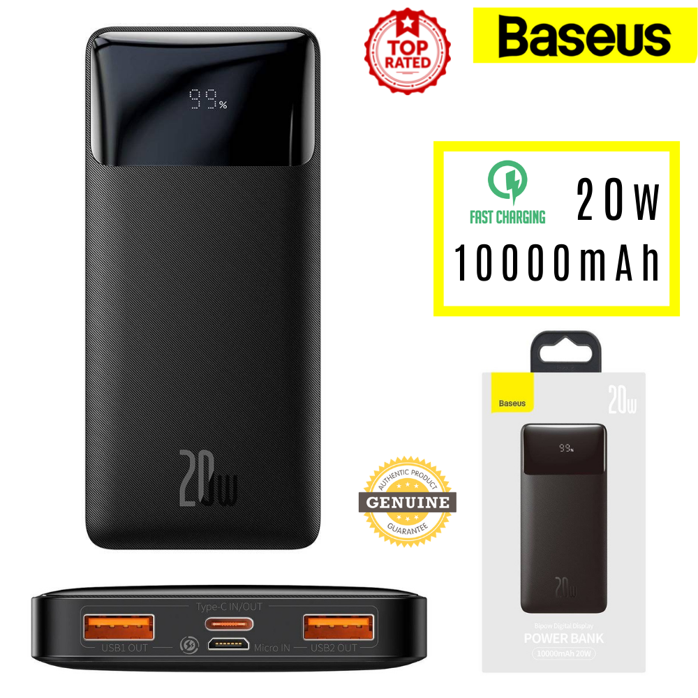 Power Bank Baseus 20W / Повербанк Baseus Bipow 10000mAh Digital Display
Power Bank Baseus 20W / Повербанк Baseus Bipow 10000mAh Digital Display