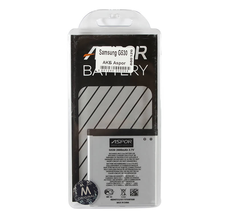 Аккумулятор Aspor для Samsung Galaxy J3/J5 2015/J250 G530/J320 EB-BG530CBE, 2600 mAh AAAA
Аккумулятор Aspor для Samsung Galaxy J3/J5 2015/J250 G530/J320 EB-BG530CBE, 2600 mAh AAAA