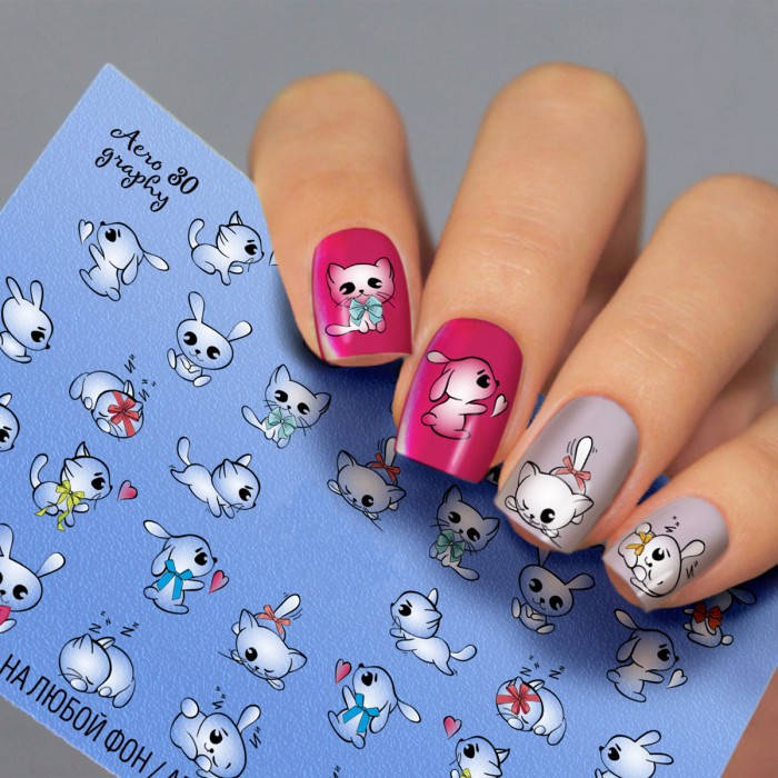 Водные наклейки для ногтей Мультики Зайчик Котёнок Fashion Nails ( Слайдер -дизайн Котики Зайчики ) Aero30, Белый
Водные наклейки для ногтей Мультики Зайчик Котёнок Fashion Nails ( Слайдер -дизайн Котики Зайчики ) Aero30, Белый