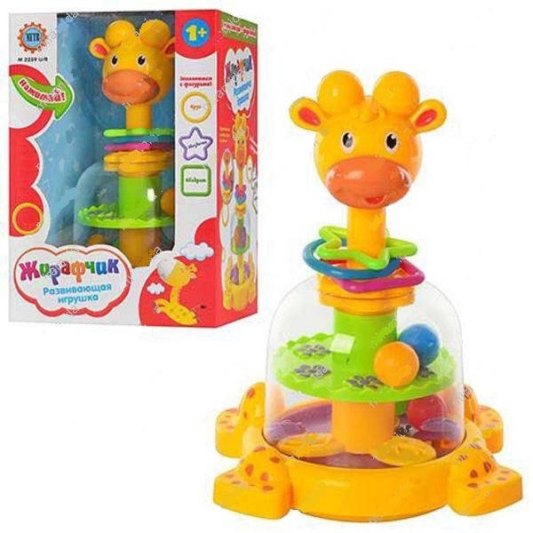 

Детская развивающая игрушка Sunline юла Жираф с шариками и колечками, оранжевый