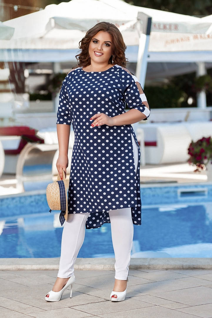 Костюм брючный БЛУЗА В ГОРОХ +ЛОСИНЫ больших размеров, Женский летний костюм брючный, Летние брючные костюмы 
Костюм брючный БЛУЗА В ГОРОХ +ЛОСИНЫ больших размеров, Женский летний костюм брючный, Летние брючные костюмы