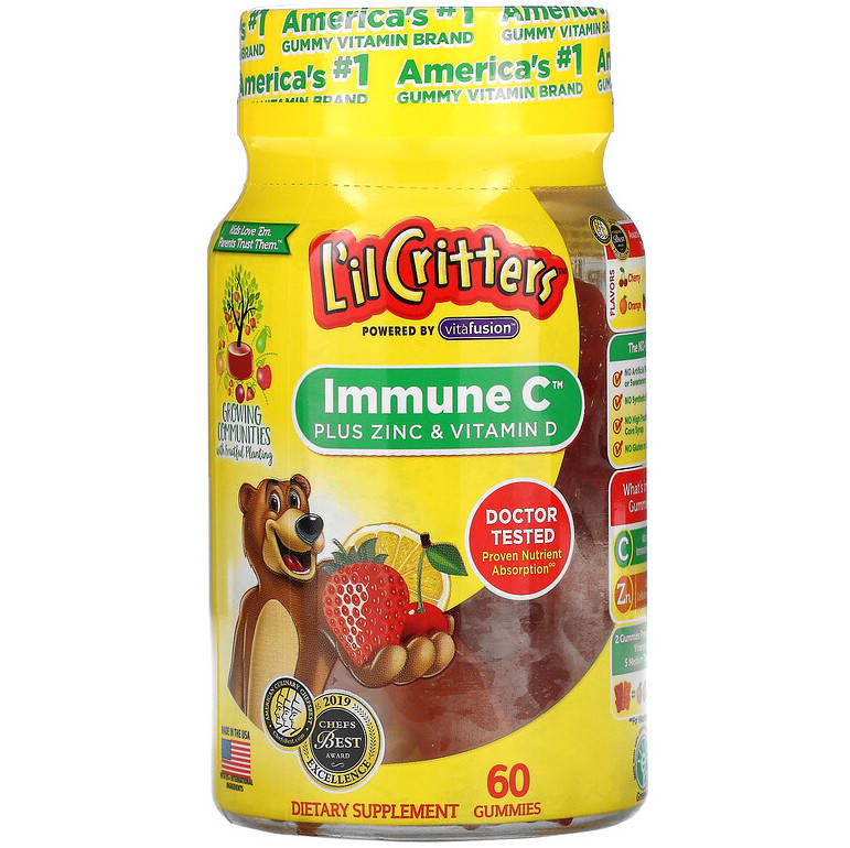 Витамин C с цинком и витамином D, L'il Critters "Immune C Plus Zinc & Vitamin D" для детей (60 конфет)
Витамин C с цинком и витамином D, L'il Critters "Immune C Plus Zinc & Vitamin D" для детей (60 конфет)