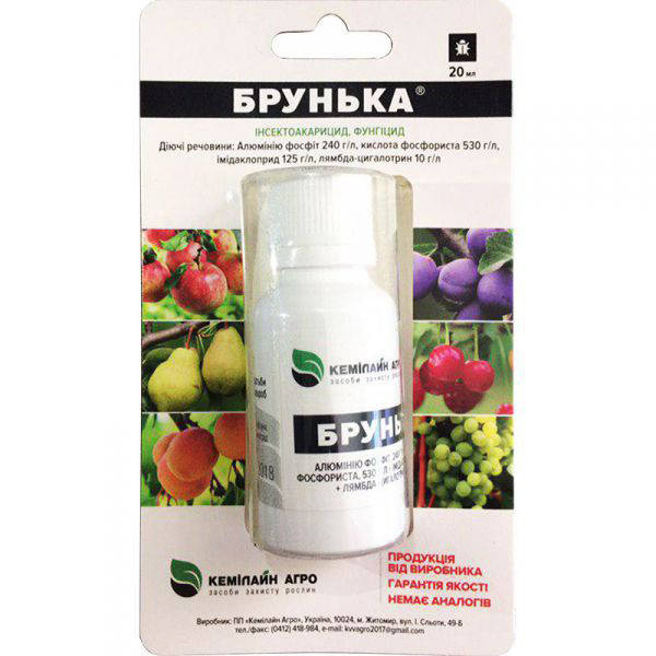Инсекто-фунгицид "Брунька" для винограда, груши, яблони и др. плодовых, 20 мл, от Кемилайн Агро (оригинал)
Инсекто-фунгицид "Брунька" для винограда, груши, яблони и др. плодовых, 20 мл, от Кемилайн Агро (оригинал)