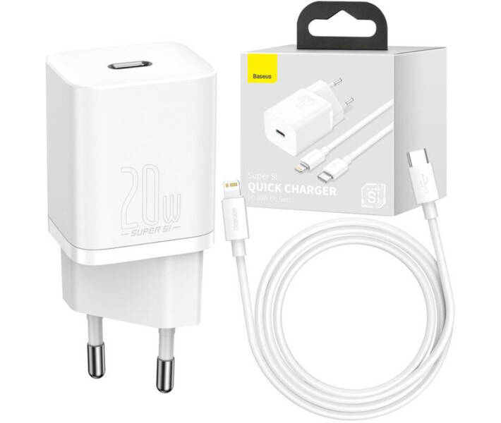 Зарядное устройство Baseus Super Si Quick Charger 20W + кабель USB-C/Lightning White (TZCCSUP-B02) Гарантия!, Черный
Зарядное устройство Baseus Super Si Quick Charger 20W + кабель USB-C/Lightning White (TZCCSUP-B02) Гарантия!, Черный