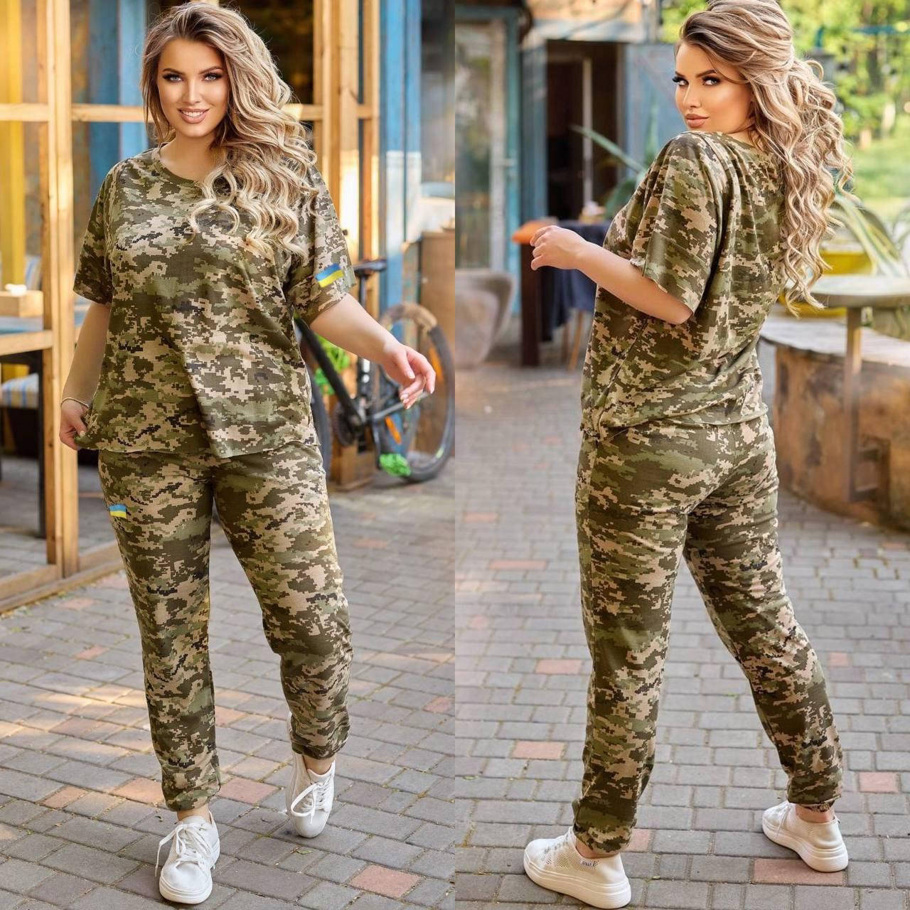 Женский костюм камуфляж пиксель костюм двойка футболка+штаны размер: 46/48, 50/52,54/56, Хаки
Женский костюм камуфляж пиксель костюм двойка футболка+штаны размер: 46/48, 50/52,54/56, Хаки