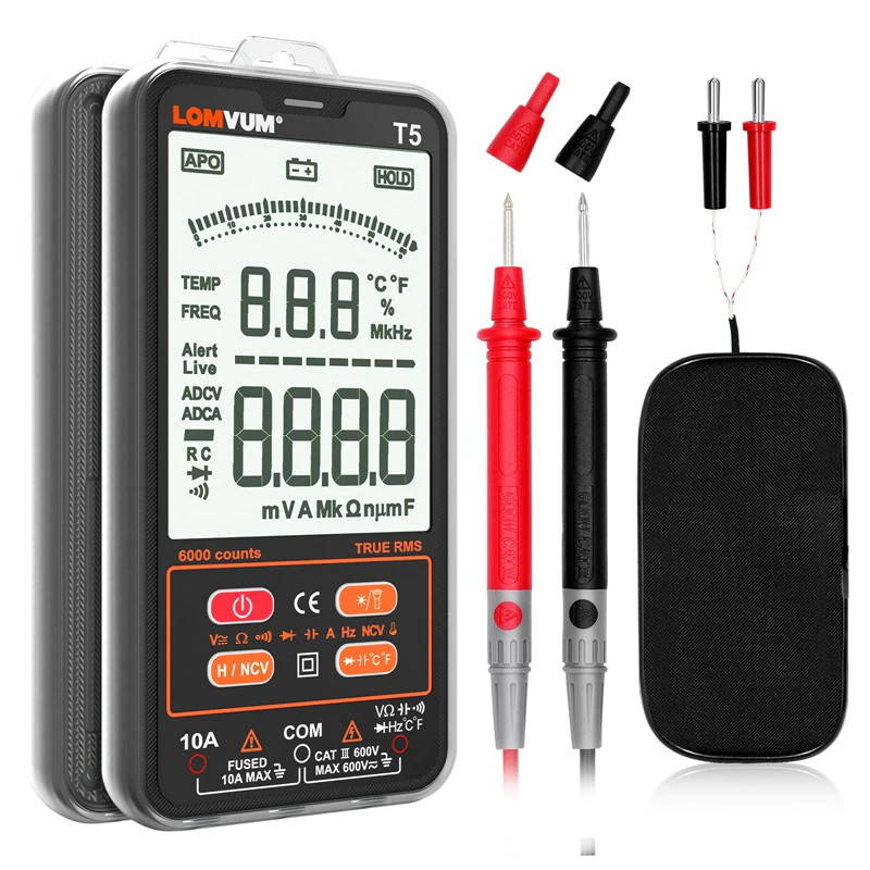 Цифровой автоматический смарт мультиметр LOMVUM T5 TRUE RMS, 6000 отсчетов
Цифровой автоматический смарт мультиметр LOMVUM T5 TRUE RMS, 6000 отсчетов