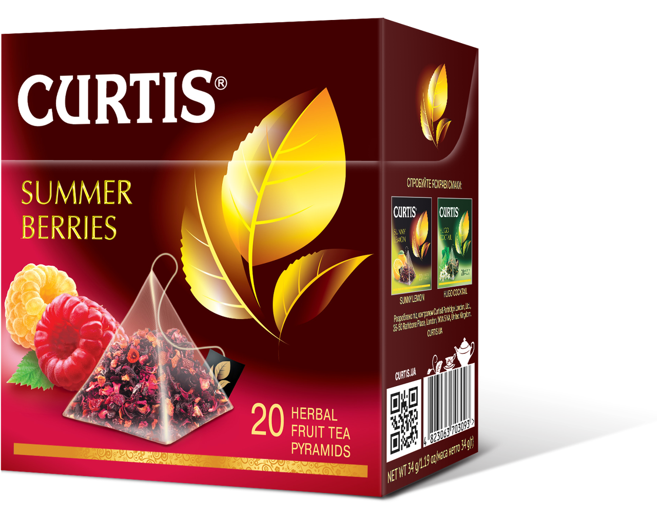 Чай фруктово-ягодный в пирамидках со вкусом малины Curtis Summer Berries (Кертис), 20 пирамидок
Чай фруктово-ягодный в пирамидках со вкусом малины Curtis Summer Berries (Кертис), 20 пирамидок