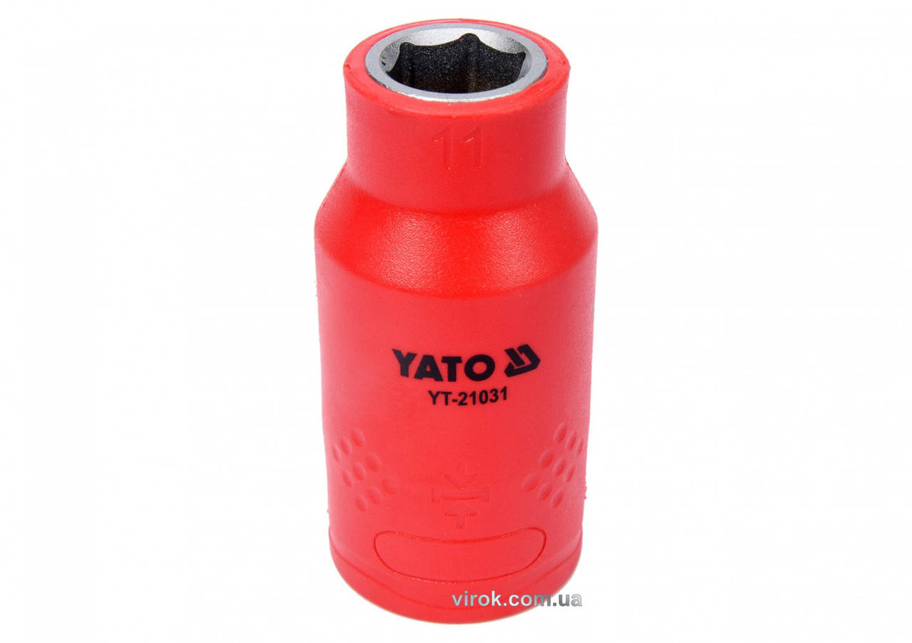 Головка торцевая шестигранная диэлектрическая YATO 1/2" М11 х 55/38 мм VDE до 1000 В YT-21031
Головка торцевая шестигранная диэлектрическая YATO 1/2" М11 х 55/38 мм VDE до 1000 В YT-21031