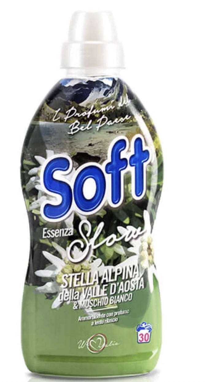 Кондиціонер для білизни SOFT "Stella Alpina della Valle d'aosta & Muschio Bianko" 750мл 30 прань
Кондиціонер для білизни SOFT "Stella Alpina della Valle d'aosta & Muschio Bianko" 750мл 30 прань