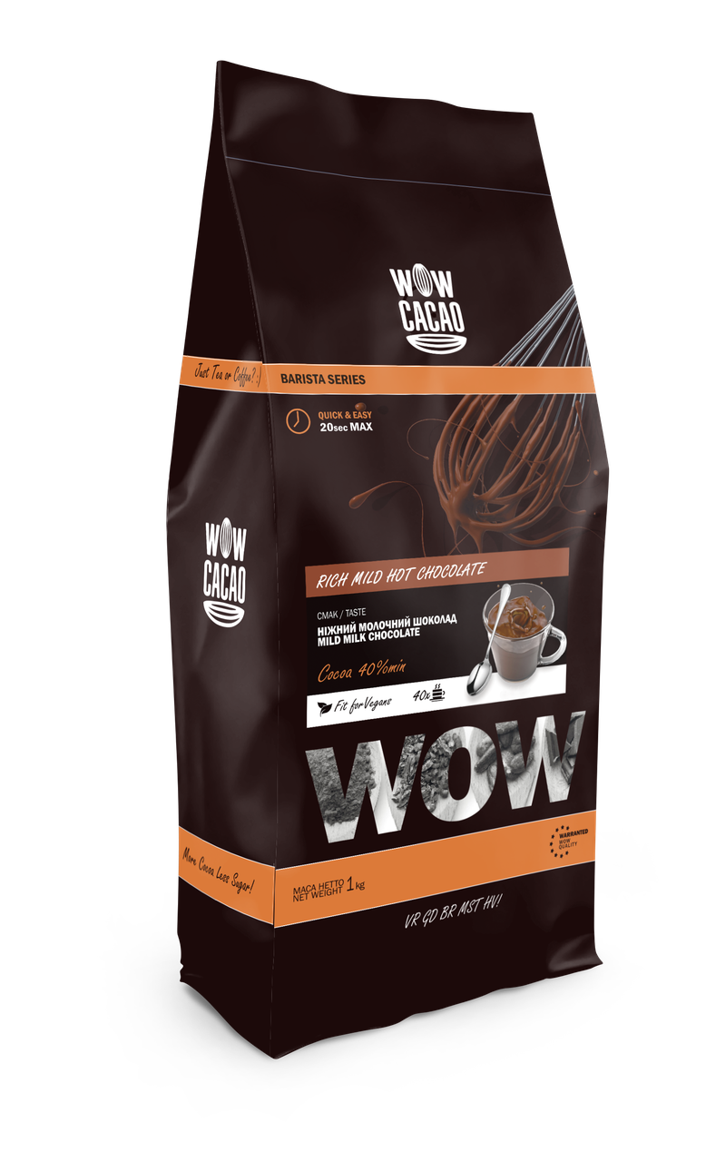 Гарячий шоколад WOW cacao Rich mild 1кг
Гарячий шоколад WOW cacao Rich mild 1кг