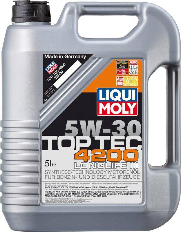 Масло Моторн. Liqui Moly Top Tec 4200 5W-30 Api Sm/Cf Acea A3-04/B4-04/C3-04 (Канистра 5Л)
Масло Моторн. Liqui Moly Top Tec 4200 5W-30 Api Sm/Cf Acea A3-04/B4-04/C3-04 (Канистра 5Л)