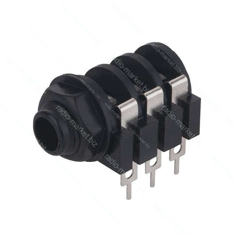 Гнездо 6,3 стерео пластик, на плату 
Гнездо 6,3 стерео пластик, на плату