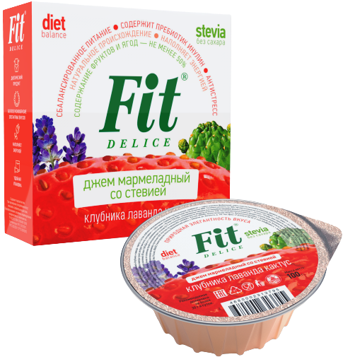 Джем мармеладный со стевией ФитПарад Fit Delice вкус Клубника-Лаванда-Кактус (100 грамм)
Джем мармеладный со стевией ФитПарад Fit Delice вкус Клубника-Лаванда-Кактус (100 грамм)