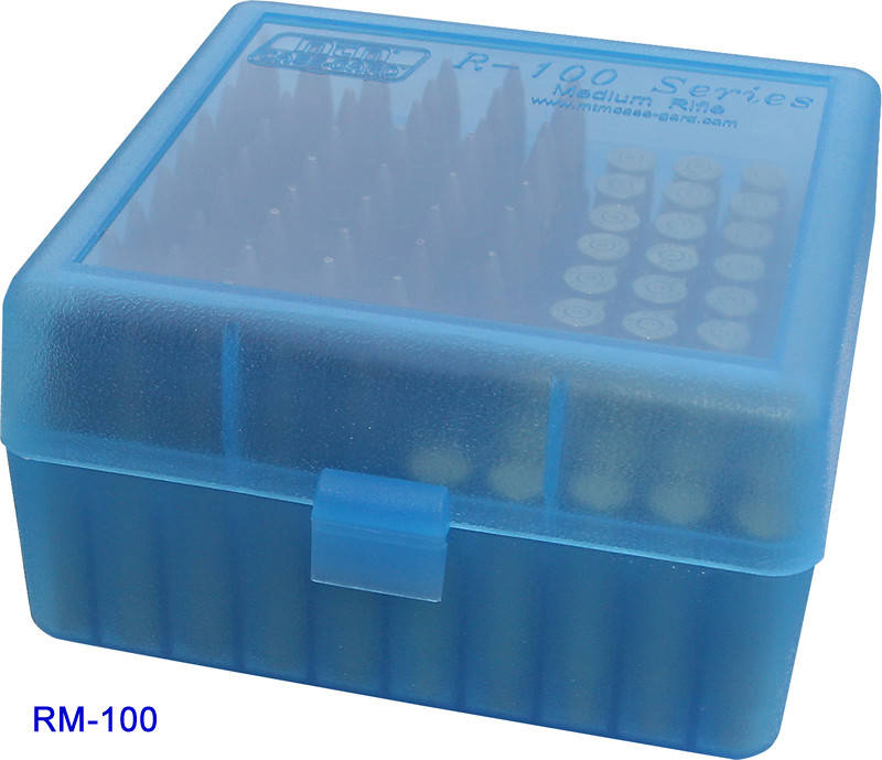 Коробка MTM RS-100 на 100 патронів кал. 22 Hornet; 222 Rem і 223 Rem. Колір – блакитний.
Коробка MTM RS-100 на 100 патронів кал. 22 Hornet; 222 Rem і 223 Rem. Колір – блакитний.