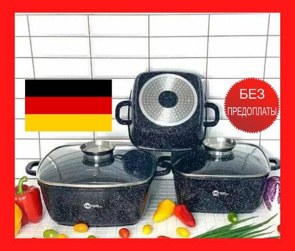 Набор квадратных кастрюль-казанов Higher Kitchen с гранитным антипригарным покрытием 3шт. Набор посуды ЧЕРНЫЙ, Разные цвета
Набор квадратных кастрюль-казанов Higher Kitchen с гранитным антипригарным покрытием 3шт. Набор посуды ЧЕРНЫЙ, Разные цвета
