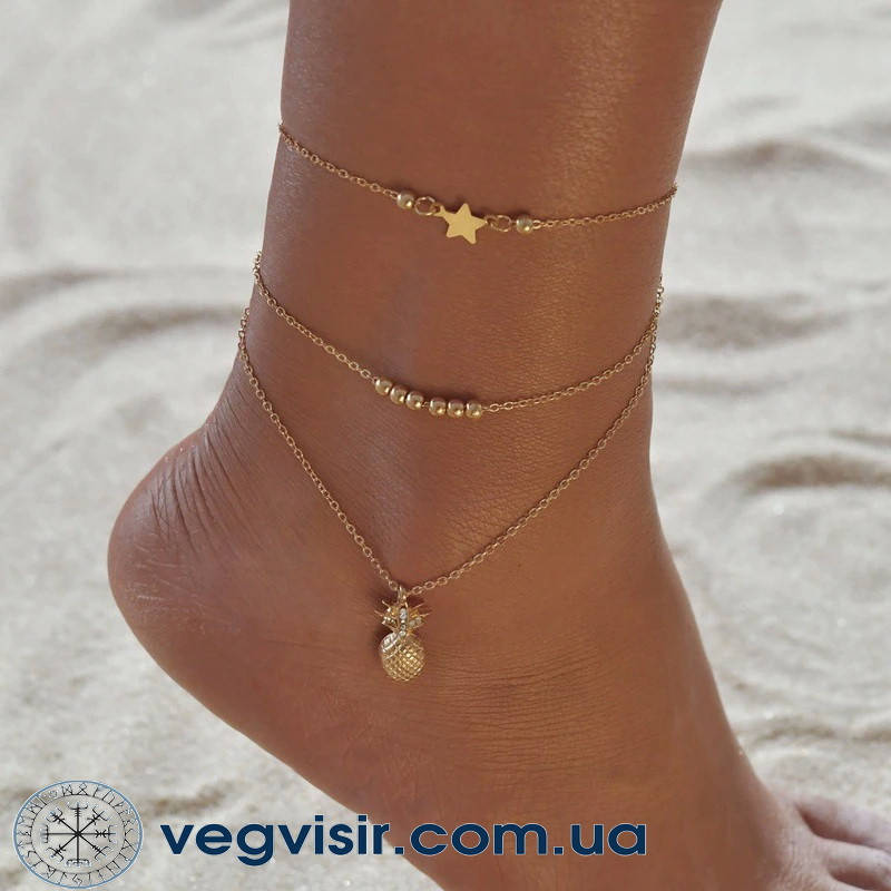 Шикарный многослойный женский браслет на ногу с подвесками звездочка ананас шары
Шикарный многослойный женский браслет на ногу с подвесками звездочка ананас шары