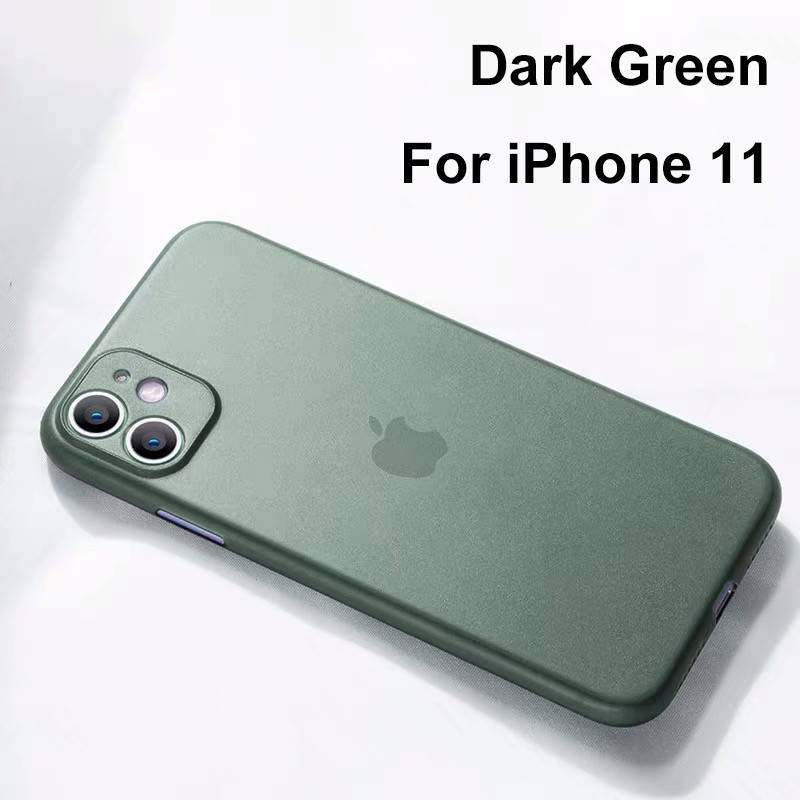 Тонкий матовый чехол для iPhone 11 ультратонкий пластиковый, Зелёный 
Тонкий матовый чехол для iPhone 11 ультратонкий пластиковый, Зелёный