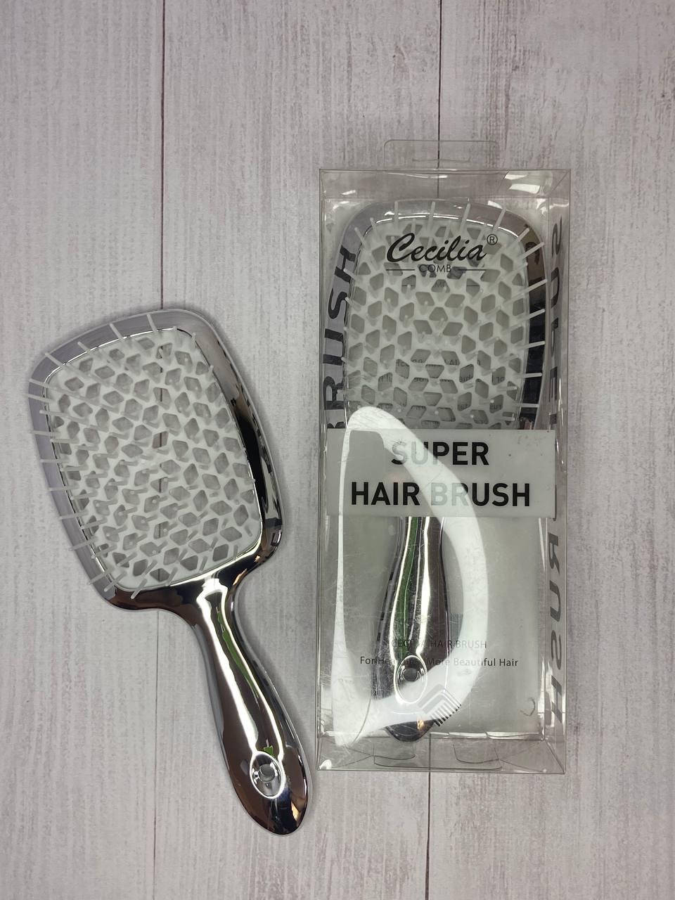 Пластиковая массажная расческа щетка Cecilia Super Hair Brush с нейлоновыми зубчиками Хром
Пластиковая массажная расческа щетка Cecilia Super Hair Brush с нейлоновыми зубчиками Хром