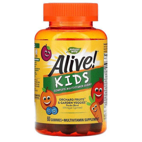 Мультивитамины для детей, вишня, апельсин и виноград, Nature's Way, Alive! 60 жевательных конфет
Мультивитамины для детей, вишня, апельсин и виноград, Nature's Way, Alive! 60 жевательных конфет